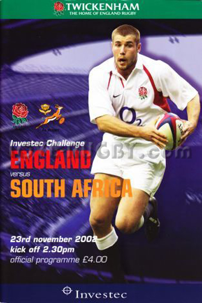 2002 England v South Africa  Rugby Programme